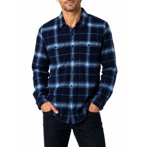 American Eagle Outfitters Flannel Shirt Men's XXL Navy Blue Plaid Button Up